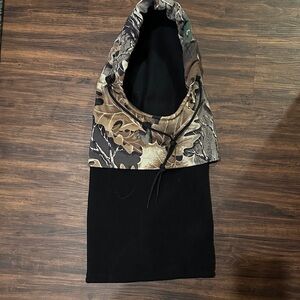 Nordic Gear Olive Hooded Fleece Neck Warmer Balaclava with drawstring